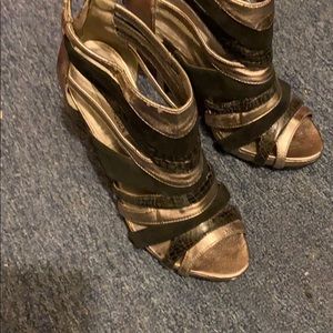Silver/black heels, sandals